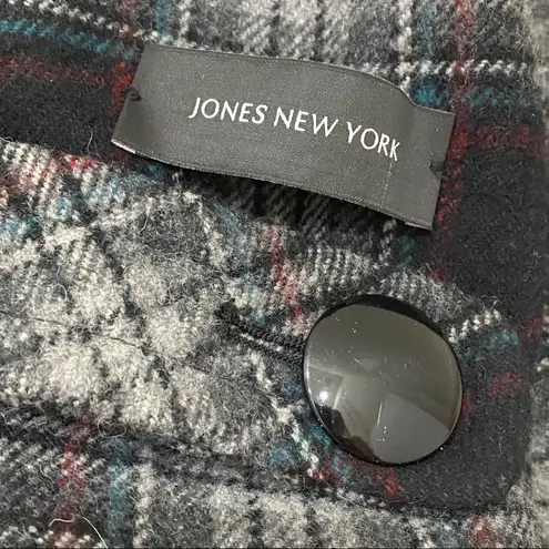 Jones New York  Wool Blend Plaid Pea Coat L