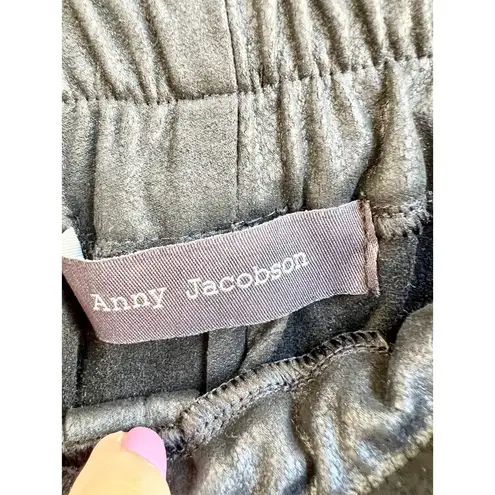 Anny Jacobson High Rise Elastic Waist Pull On Crop Harem Pants Black Women Large