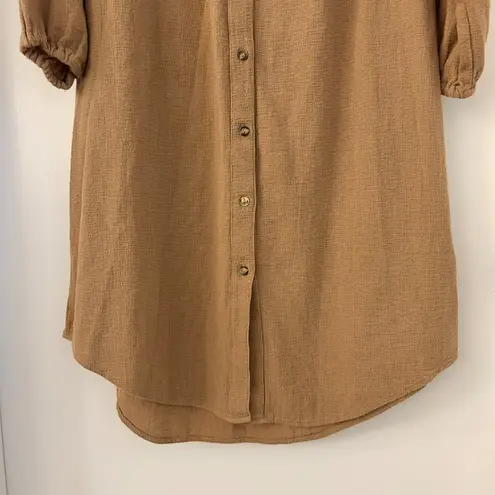 Na Nin Vintage Style The Gloria Waffled Cotton Tunic Dress Size 2 Tan