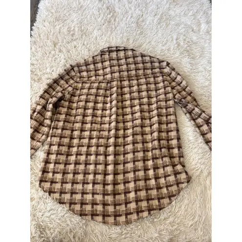 Grace & Emma Plaid Flannel Shacket Shirt Jacket Women's Size L Brown Button Up Size L