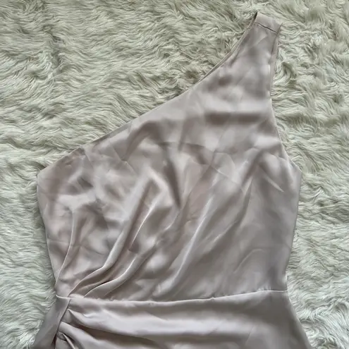 Ramy Brook Dress Kathleen One-Shoulder Asymmetric Oyster Nude 4 NWT New