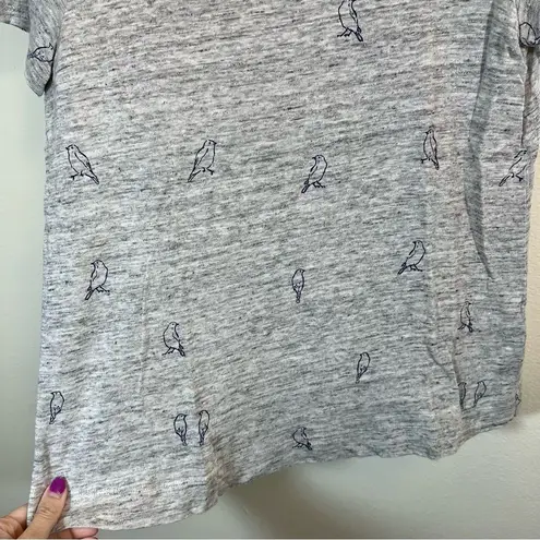 St. Tropez  West Gray Linen Bird T-Shirt XS