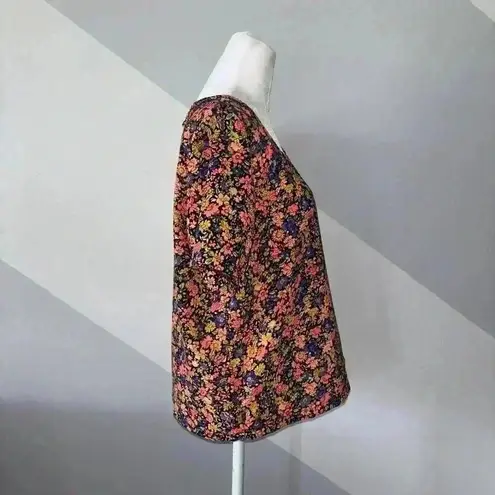 Fun & Flirt Womens Short Sleeve Neon Floral Top Size Large