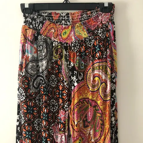 Anthropologie  Boho Bohemian Wide Leg Rainbow Colorful Harem Pants Size Small