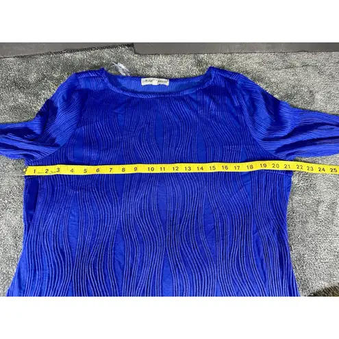 Absolutely Famous Graphic Royal Blue & Black Print Blouse Size XL