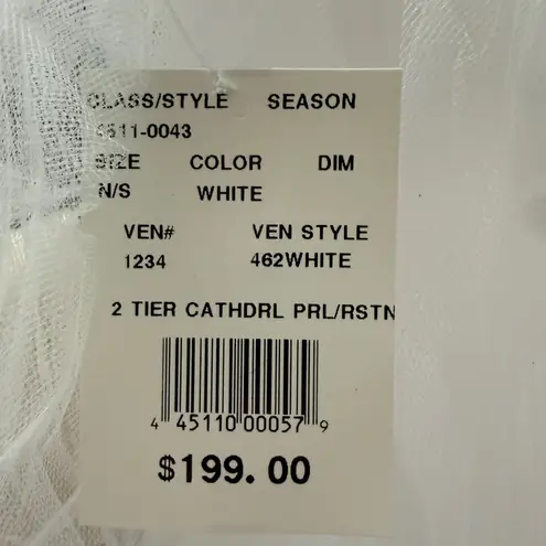 Cathedral Wedding Veil NWT 2 Tier Women’s One Size White Pearl Bridal