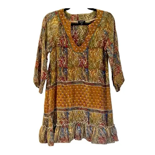 Anthropologie Tolani 100% silk ruffle mini dress size small