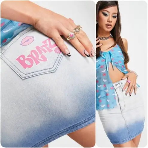 Daisy Street x Bratz Ombré Denim Y2K Bratz Doll Mini Skirt Large Blue