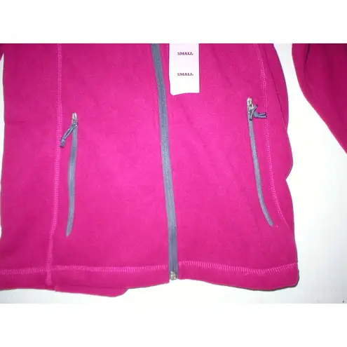 Free Country Womens NWT $60 New Micro Fleece Jacket Dark Pink Gray S Warm Beet