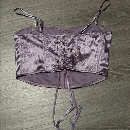 PacSun  Purple Satin Lace Bustier Corset Crop Top