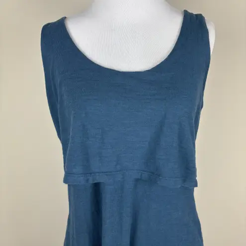 Toad & Co Paintbrush Tank Dress Womens Medium Blue Organic Cotton Knit Layered M