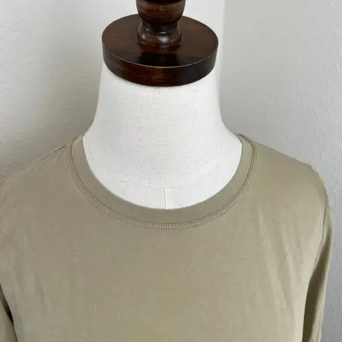 Lafayette 148 New York Women's Long Sleeve Cotton Knit Top Taupe Beige Tee J807 Tan Size M