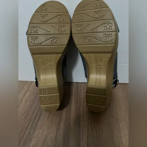 Dansko Women’s Blue Perforated Leather Wedge Sandals Size 41 (US 10-10.5)