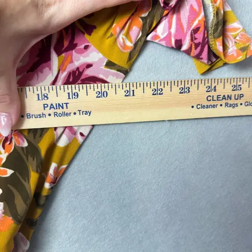 Donna Morgan Women’s Floral Print Yellow Dress Belted size 14