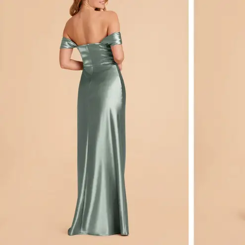 Birdy Grey Mia Shiny Satin Maxi Dress in Sea Glass Size Medium