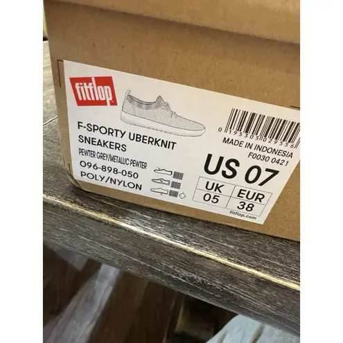 FitFlop F-Sporty Uberknit Sneakers Women's Size 7 Gray Metallic Pewter!