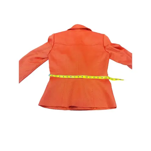 Tahari ASL Double Breasted Blazer w/ Belted Cuffs & Gold Buttons Orange Red SZ.4