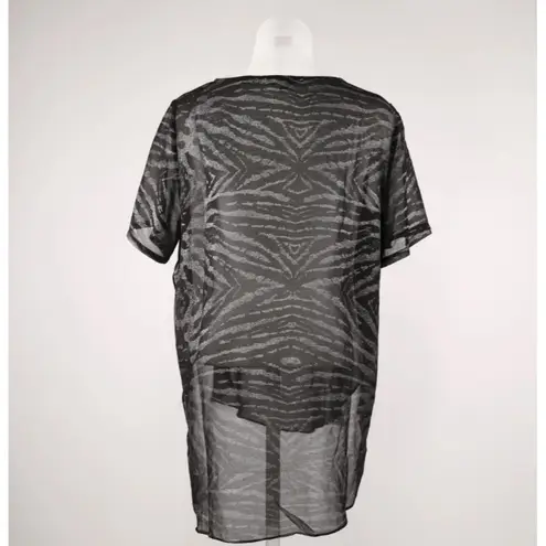 Lucy Paris REVOLVE x Women's Top Size:L Sheer Zebra-Print Black Silver