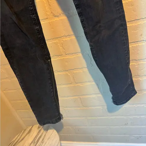 All Saints jeans black faded distressed skinny zipper ankles