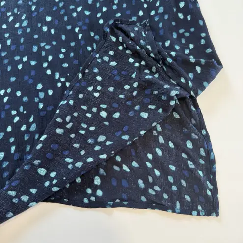 Catherines Navy Blue Confetti Embroidered Pullover Gauze Shirt Size 4X