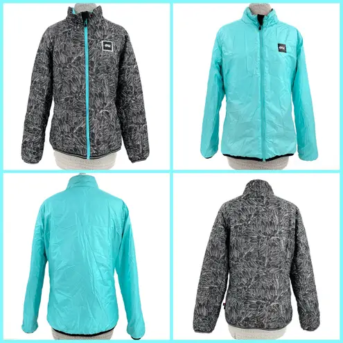 Aqua Black Reversible Light Jacket White Floral Blue Picture Organic Loys Size M Size M
