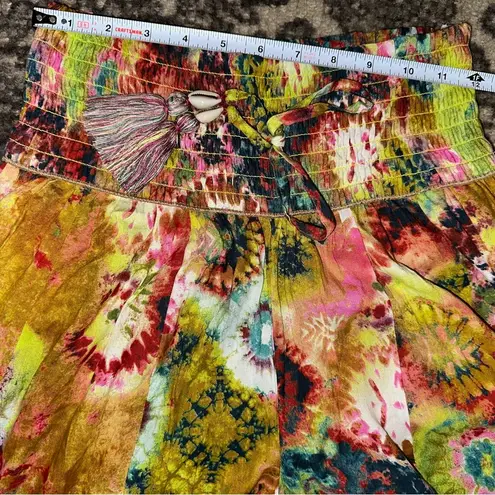 True Destinations Women’s Size S Multi Color Burst Tie Dye Super Wide Le… Yellow
