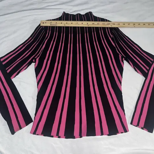 Cyrus Black Pink Mock Neck Long Sleeve Blouse M Medium Y2K