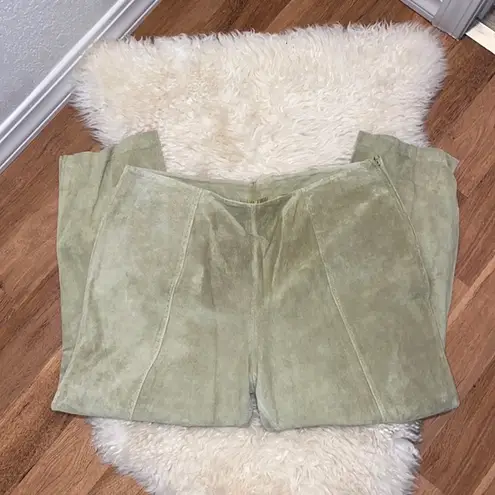 The Look by Randolph Duke Vintage Light Olive Green Suede Cropped Pants Sz 34