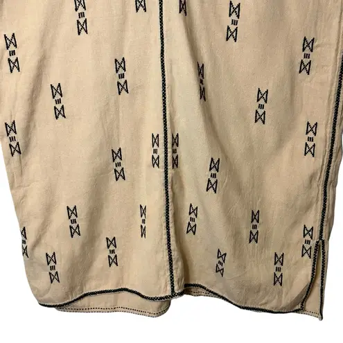 Kukul Boutik Merida Mexico Tan Kaftan Black Embroidery Artisan Artsy Aztec O/S Size undefined