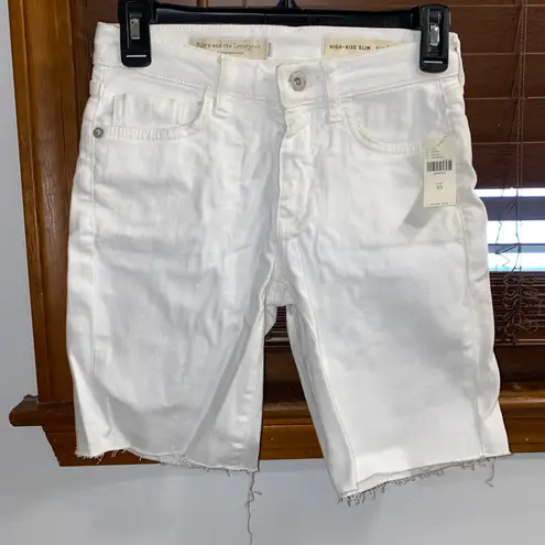 Anthropologie NWT $88  Pilcro White High-Rise Slim Boyfriend Denim Shorts 25