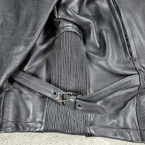 Womens Leather Motorcycle Jacket 3XL Black Vented Gusset Zip Up Biker Riding Size undefined