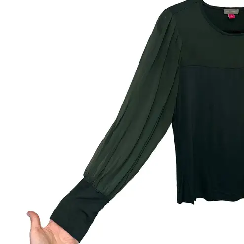 Vince Camuto  Hunter Green Sheer Long Sleeve Blouse