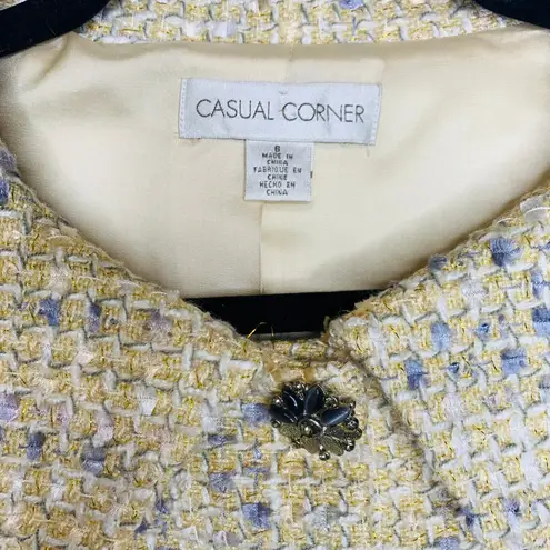 Casual Corner Gold Boucle Blazer Jacket Sz 6 Lady Jacket