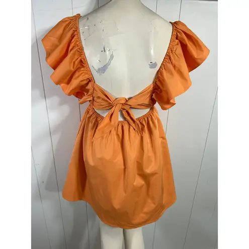 FORE Carolyn Statement Flutter Sleeve Mini Dress in Orange Size S