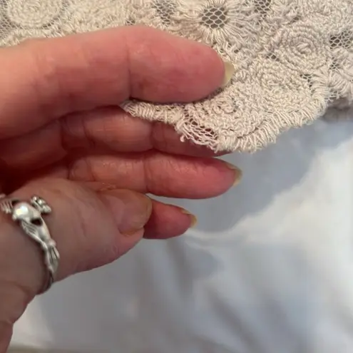 Rebellion NWT szS āoatmealā color long lace embroidered vest cover up kimono