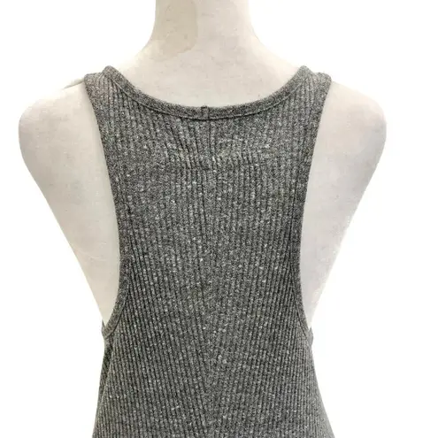 Enza Costa Ribbed Sheath Tank Bodycon Stretch Baseball Dress Gray size Small