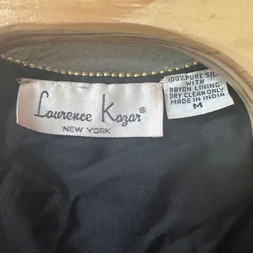 Laurence Kazar Beaded Silk Jacket Embellished Party Evening Top Black Medium