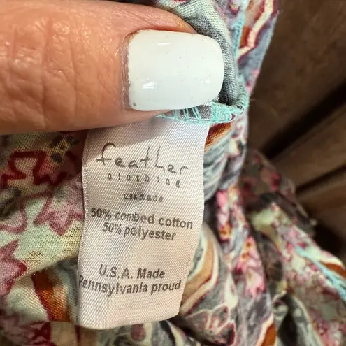 Feathers Pink Gray Asymmetrical Sundress Cuffed Sleeves