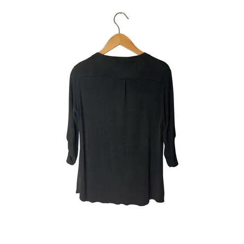 Cable & Gauge Women’s Small Gray Long Sleeve Tunic Top | Button Front Roll Tab S