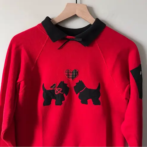 Tultex Vintage 80s 90s Scottie Dog Sz M Sweatshirt Red Collar Heart USA Made