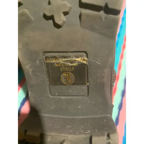 Unbound Womens Brown Lace Up Side Zip Ankle Boots Size 7