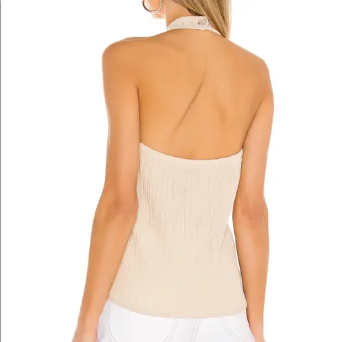 L'Academie L’Academie X Revolve Linen Cotton Thalia Knit Halter Top: Tan