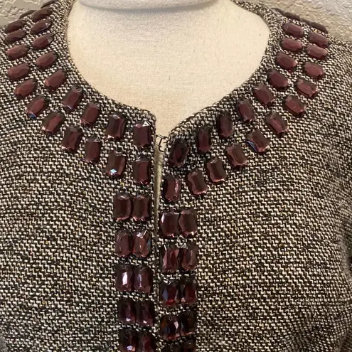 Dana Buchman Beaded Tweed Blazer w/ Metallic Gold Shimmer Thread EUC Sz 14