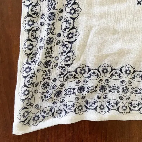 Raga White Blue Orange Printed Beaded Tank Top Sz S