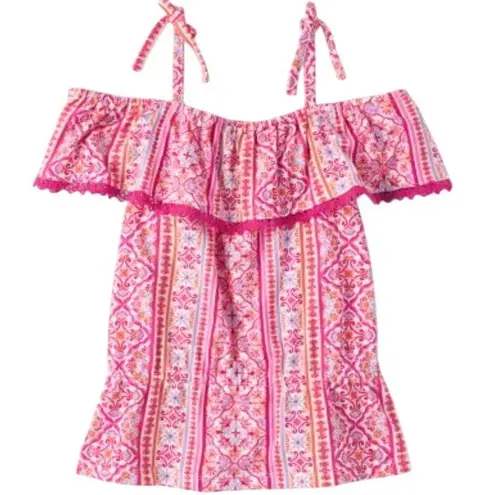 Summer Pink Ruffle spaghetti Strap Top Medium