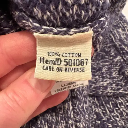 L.L. Bean Women’s Blue Sweater Marled Tight Knit Crew Neck Cozy Fall Blue/White Size L