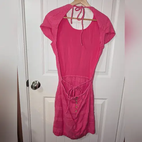 Free People  Cap Sleeve Swim Cover Up Dress Small Pink