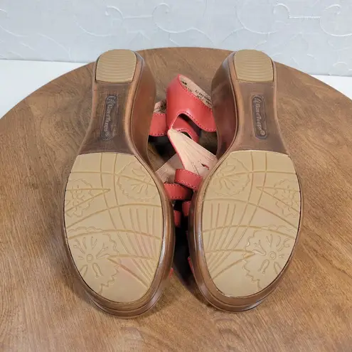 Bare Traps Womens Dayna Sandals 7.5 Red Woven Leather Slingback Platform Wedge