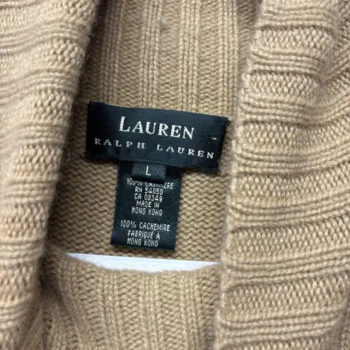 Lauren Ralph Lauren Women's Size Large Tan 100% Cashmere Turtleneck Sweater Vest Brown