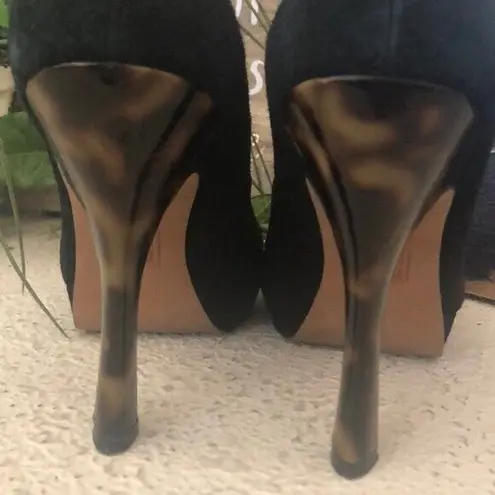 MRKT black suede platforms With Acrylic Animal Print Heels Women’s Size 7.5